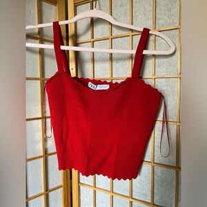 Zara Red Knit Crop Top